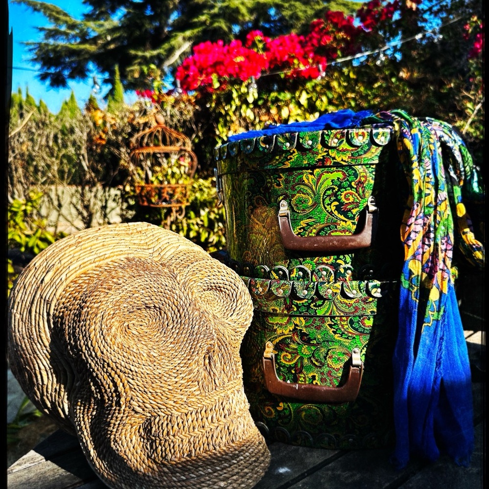 SALE 2 Nesting Vinyl Hat Trunks, Green Paisley. $125. Now: 2 @$70. - Picture 7 of 7